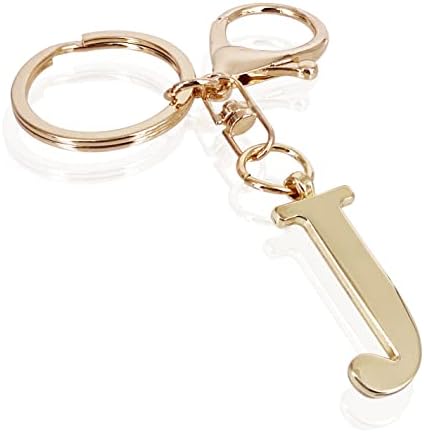 Gold Letter J Keychain for Women Men Purse Handbags Metal Alphabet Initial Letter Key Ring Keychain