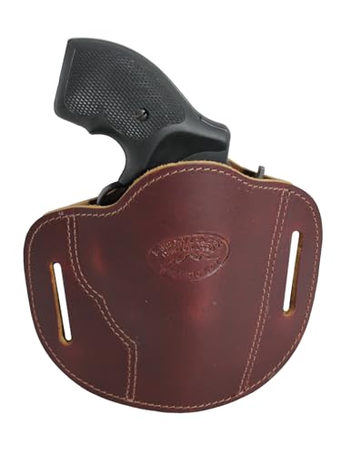 Barsony Burgundy Leather Pancake Slide Holster for Charter ARMS Bulldog Right - Barsony