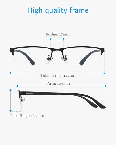 Image of ANRRI Blue Light Glasses Men Semi Rimless Glasses Fake Glasses Lightweight Metal Frame Computer Gaming UV Blocking Eyewear