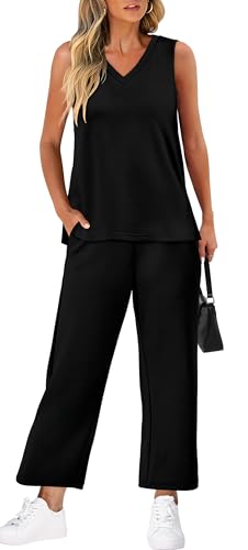 xieerduo two piece sets for women summer vacation travel outfits v neck lounge matching sets