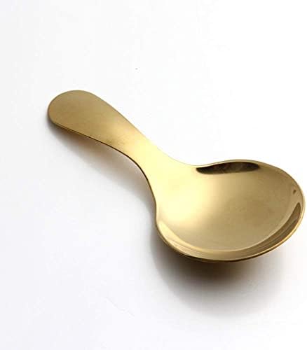 wjq&linyuzi 1Pc Short Handle Dessert Spoon Stainless Steel Sugar Salt Spice Spoon Condiment Tea Coffee Scoop Kitchen Tools Small Kids Spoon (gold), 001, 9x4.5cm
