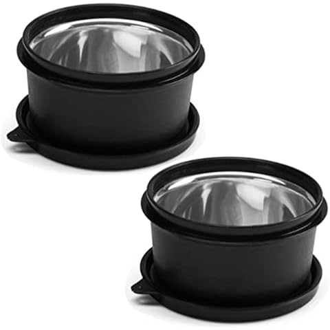 Oliveware SOPL (logo) with Device Benny Containers with BPA Free Airtight Lid, Inside Steel Container, Microwave Safe & Leak Proof, Home & Office Use, Set of 2 (450ml) - Black, Stainless Steel Cover