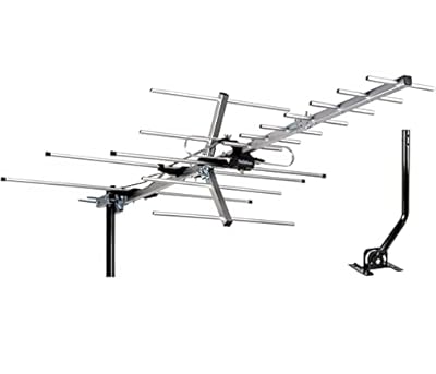 Five Star TV Antenna Indoor/Outdoor Yagi Satellite HD Antenna with up to 200 Mile Range - Attic or Roof Mount TV Antenna, Digital OTA Radio/FM Antenna for 4K 1080P with Mounting Pole