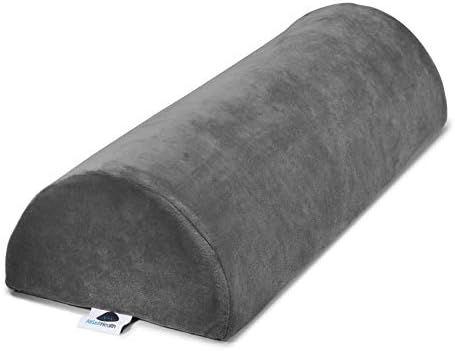 AllSett Health Large Half Moon Bolster Pillow for Legs, Knees, Lower Back and Head, Lumbar Support Pillow for Bed, Sleeping | Semi Roll for Ankle and Foot Comfort - Machine Washable Cover, Grey