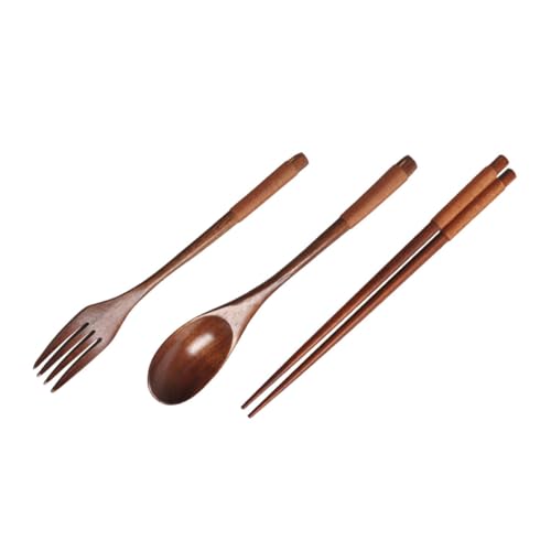 TEHAUX 木製アウトドアカトラリー 軽量携帯可能な箸 スプーン フォーク点 ピクニック キャンプ用 丸み加工 日常弁当にも対応
