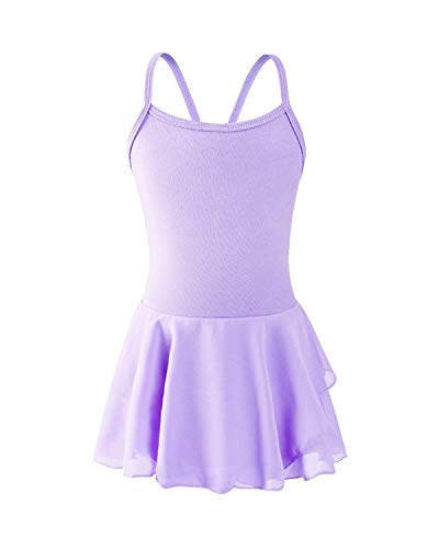 STELLE Girls Cotton Camisole Dress Leotard for Dance, Ballet (Purple, S)