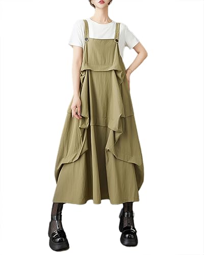 ellazhu Women's Pants Solid Flowy Hem Two Side Pockets Casual Loose Fashion GZ526