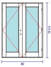 Series 1800 French Door X/XX (60"W x 79 3/4"H)