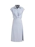 CIDER Summer Dresses for Women Sleeveless Collar Striped Midi Shirt Dress High Waist Cotton-Blend Dress