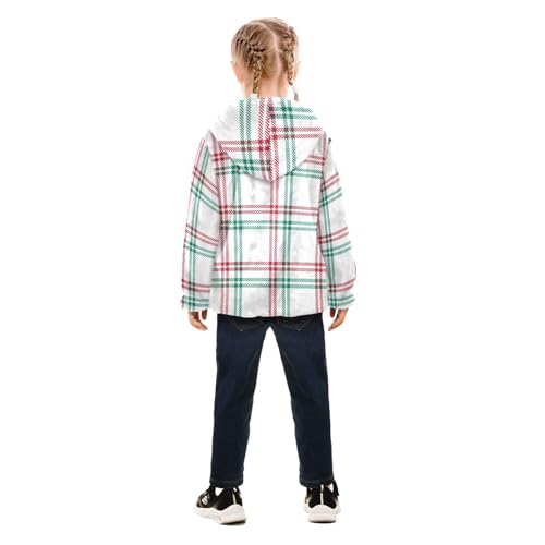 OTVEE Christmas Red Green Plaid Kids Hoodie Jacket Fall Spring Full Zip Warm Outwear Coat4