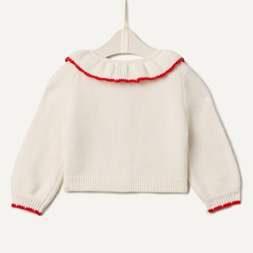Image of Amazon Essentials x Sofia Grainge Baby Girls' Cardigan Sweater with Ruffle Neck, Button-Front, Soft Cotton-Nylon Knit