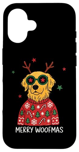 Merry Woofmas Golden Retriever Weihnachtshund mit Geweih Hülle für iPhone 16