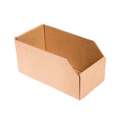 ONLY BOXES Pack 10 Cajas de Almacenaje de Cartón Abierta. Gaveta cartón, Bandeja para almacenar, medidas interiores 20x20x15 cm, cesta de cartón ideal para organización