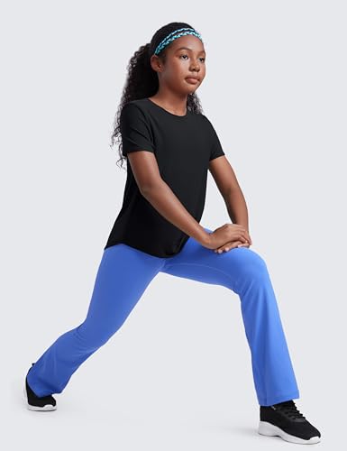 CRZ YOGA Girls Cloudweight Athletic T Shirts Short Sleeve Tees Crew Neck Side Slit Teen Kids Active Gym Casual Quick Dry4