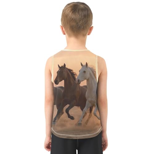 Three Horses Boys Tank Tops Sleeveless Toddler Vest Kids Casual Stylish Shirt for Travel Volleyball Running Cycling 3T3