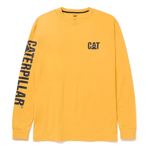 Caterpillar Trademark Banner-Long Sleeve T-Shirt (Regular, Large) Men's