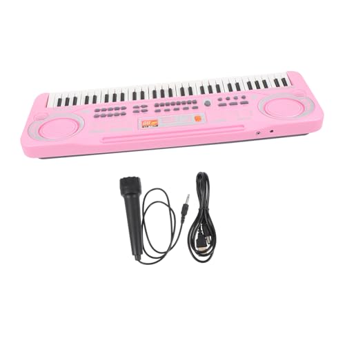 EXCEART 1ピーシー子供用鍵電子ピアノ玩具 ピンク マイクロフォン付き多機