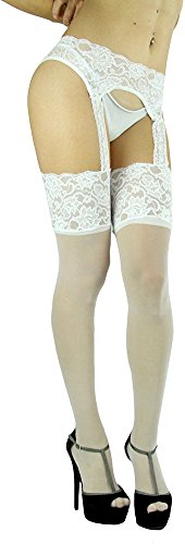 Image of ToBeInStyle Women's Attached Garter Belt Suspender Nylon Stocking Pantyhose