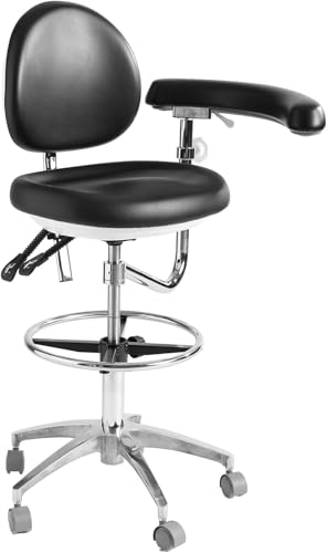 LIMKOMES Medical Dental Assistant Chair with Rotatable Armrest Rolling Medical Chair Ergonomic Swivel Seating...