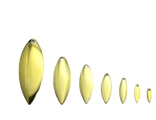 Circle B Tackle 25 Pack Spinner Blades Willow Leaf Brass & Nickel Spinner Lure Making Part DIY Spinnerbait Premium Willow Leaf Smooth & Hex Blades Made in USA (Willow Leaf Brass Smooth #1 25pk)
