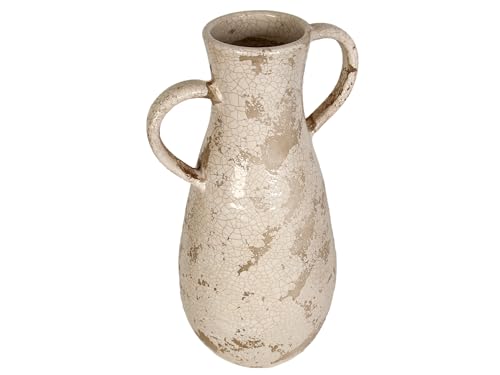 Vase en céramique antique blanc sur table de salon style maison de campagne