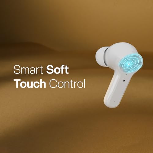 Image of JUST CORSECA Sounddrum Wireless Earbuds | Bluetooth 6.0 | 10mm Dynamic Drivers | 40H Playtime | Type-C Fast Charging | Smart Touch Control | Deep Bass & Clear Calls | Lightweight TWS Earbuds (White)