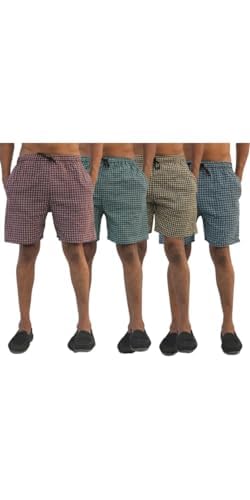 Men’s Regular Fit 100% Cotton Casual Lounge Shorts | Dual Pocket Sleep Shorts Pack of 4-image-35