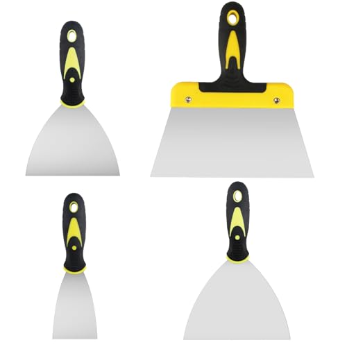 Couteau à Enduire, Spatules en Acier Inoxydable, Spatule Bricolage, Spatule Mastic, Spatule a Enduire- 4 Pcs
