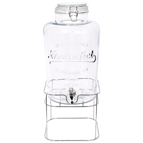 Rink Drink 8.7L Drinks Dispenser with Tap & Stand - Large Home Kitchen Outdoor Chrome Tap Water Dispensing Jug Indoor Juice Punch Bottle for BBQ, Party, Picnic, Events, Buffets