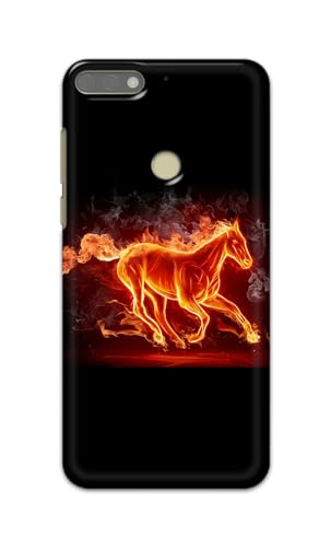 Image of PRINTFIDAA Printed Hard Back Cover Case for Honor 7C | Huawei Y7 Prime 2018 | Huawei Y7 2018 | Nova 2 Lite Back Cover (Fiery Horse) -112