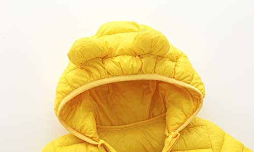 CECORC Winter Coats for Little Kids with Hoods (Padded) Light Puffer Jacket for Outdoor Warmth, Travel, Snow Play | Little Girls, Little Boys | Baby, Infants, Toddlers, 3T, Yellow