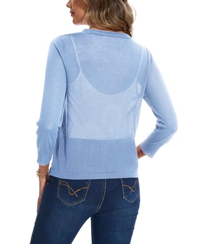 Image of MINTLIMIT Women's Tie Front Cardigan Casual 3 /4 Sleeve Bolero Shrug Knotted Lightweight Sheer Shrug Cardigan Sweater Top