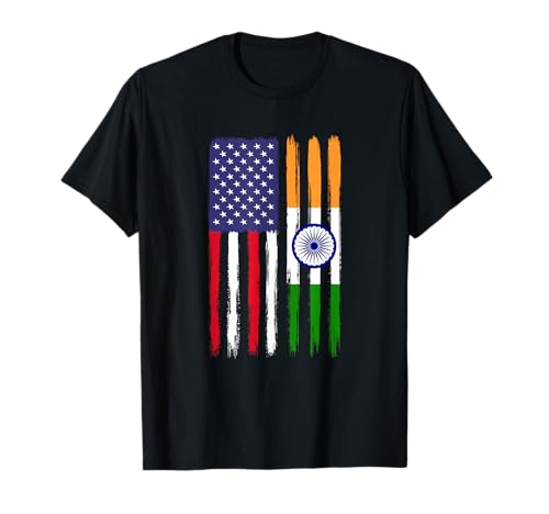 Indian Roots Half American Flag Patriotic Indian T-Shirt