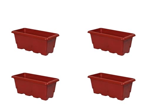 Image of Ocean Mart 20 Inch Plastic Window Planter for Balcony & Terrace Garden | Heavy-Duty Rectangular Planting Pot for Home | for Flowers, Herbs & Indoor Plants | Pack of 4