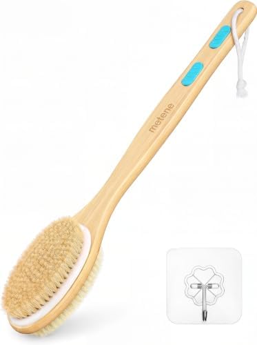 Metene Shower Brush with Soft and Stiff Bristles, Exfoliating Ski...