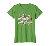 Floristin Mit Herz Floristik Blumenhändler Blumen Pflanzen T-Shirt, Damen, Hellgrün, L