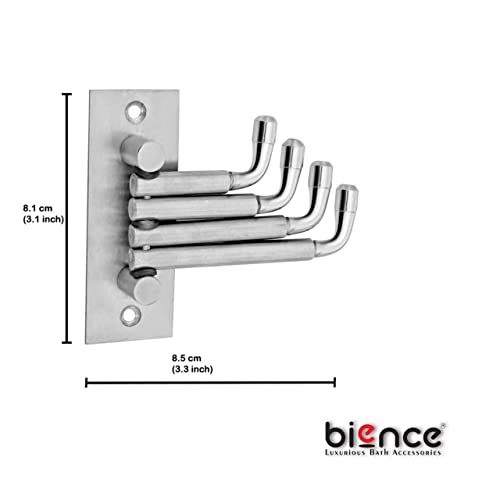 Image of Flexible Stainless Steel 4 Pin Bathroom Hooks Cloth Hanger Wall Hook Door Robe Hooks for Hanging Keys, Clothes, Towel Steel Hook (Silver) (6)