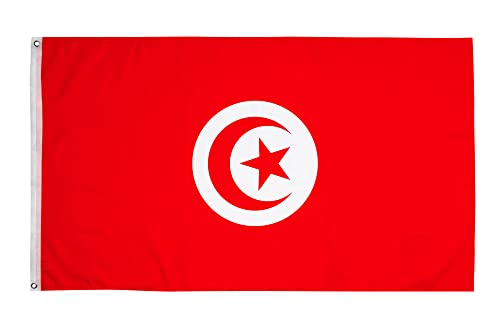 PHENO FLAGS Drapeau de la Tunisie - Drapeau tunisien 90x150 cm - Drapeau national résistant aux intempéries pour fixation sur mât - Drapeau de Coupe du monde de football 2022 - 100 % polyester Cover