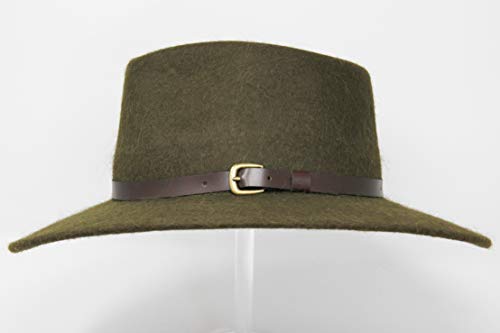 Premium Alpaca Lewis - Wide Brim Fedora Hat - Alpaca Wool Felt - Water Resistant - Leather Band - Moss Green 58Cm #TOP3