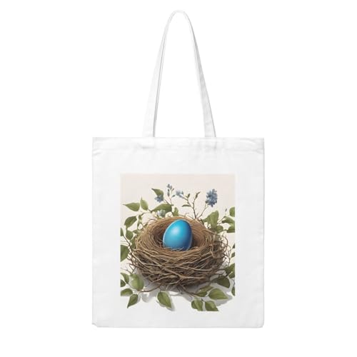 Reusable Heavy-Duty Canvas Tote Bag, Birds Nest handbag 15.75x13.87 Inch, Large Eco-Friendly Shopping Tote for Travel, Gym, Gifts, Machine Washable