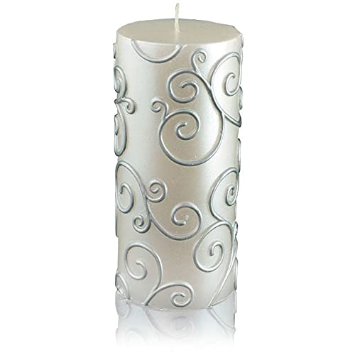 Jeco 3x6 Inch Scroll Pillar Candles (Pack of 12) - 3