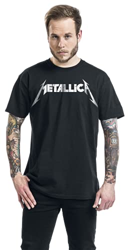 Metallica Logo Texturé Homme T-Shirt Manches Courtes Noir Regular/Coupe Standard - Les Beatles, Paul McCartney, John Lennon, RIngo Starr, George Harrison Metallica Logo Texturé Homme T-Shirt Manches Courtes Noir Regular/Coupe Standard – Image 5