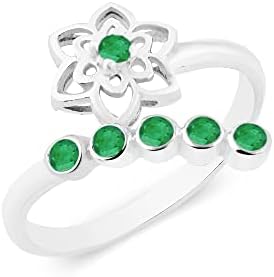 Natural Emerald Gemstone 14K Solid White Gold Ring For Women And Girls (7)