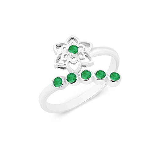 Natural Emerald Gemstone 14K Solid White Gold Ring For Women And Girls (7) #TOP3