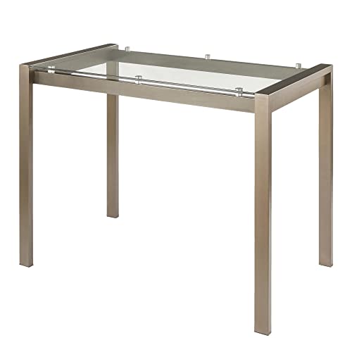 Fuji Contemporary Counter Table In Antique Metal And Clear Glass By Lumisource #TOP2