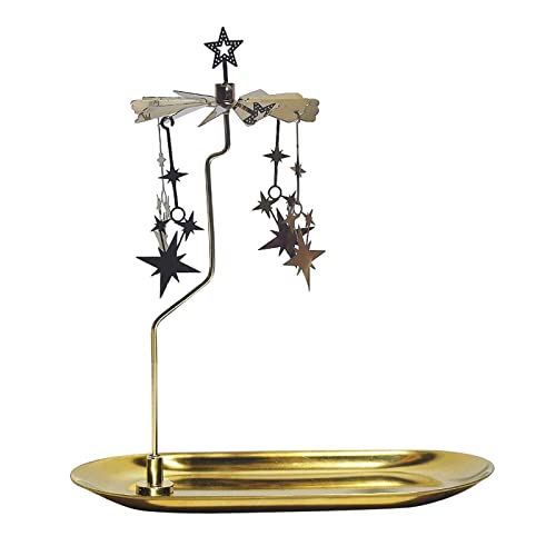Rotary Rotating Candlestick Holder Carousel Table Decor Decoration Tea Light for Romantic Wedding Living Room Scented, Stars