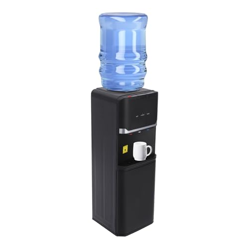 Bacacoo Top Loading Water Dispenser, Modern Black PP Top Load Hot & Cold & Warm Water Dispenser, Child Safety Lock, Holds 5 Gallon Bottles