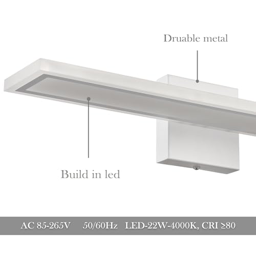 Image of White Bathroom Vanity Light Led Bathroom Light Fixture Modern Wall Light 4000k