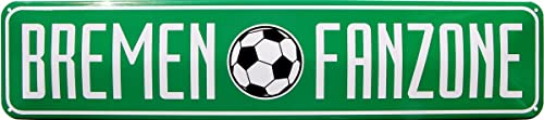 WOGEKA ART Retro blikken bord - BREMEN Fanzone - grappige voetbalspreuk als cadeau-idee voor verjaardag Kerstmis decoratie 46x10 cm vintage bord straatbord metalen bord STR35