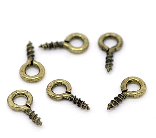100 pcs. Bronze Screw Eyes Bails Top Drilled - 8mm x 4mm